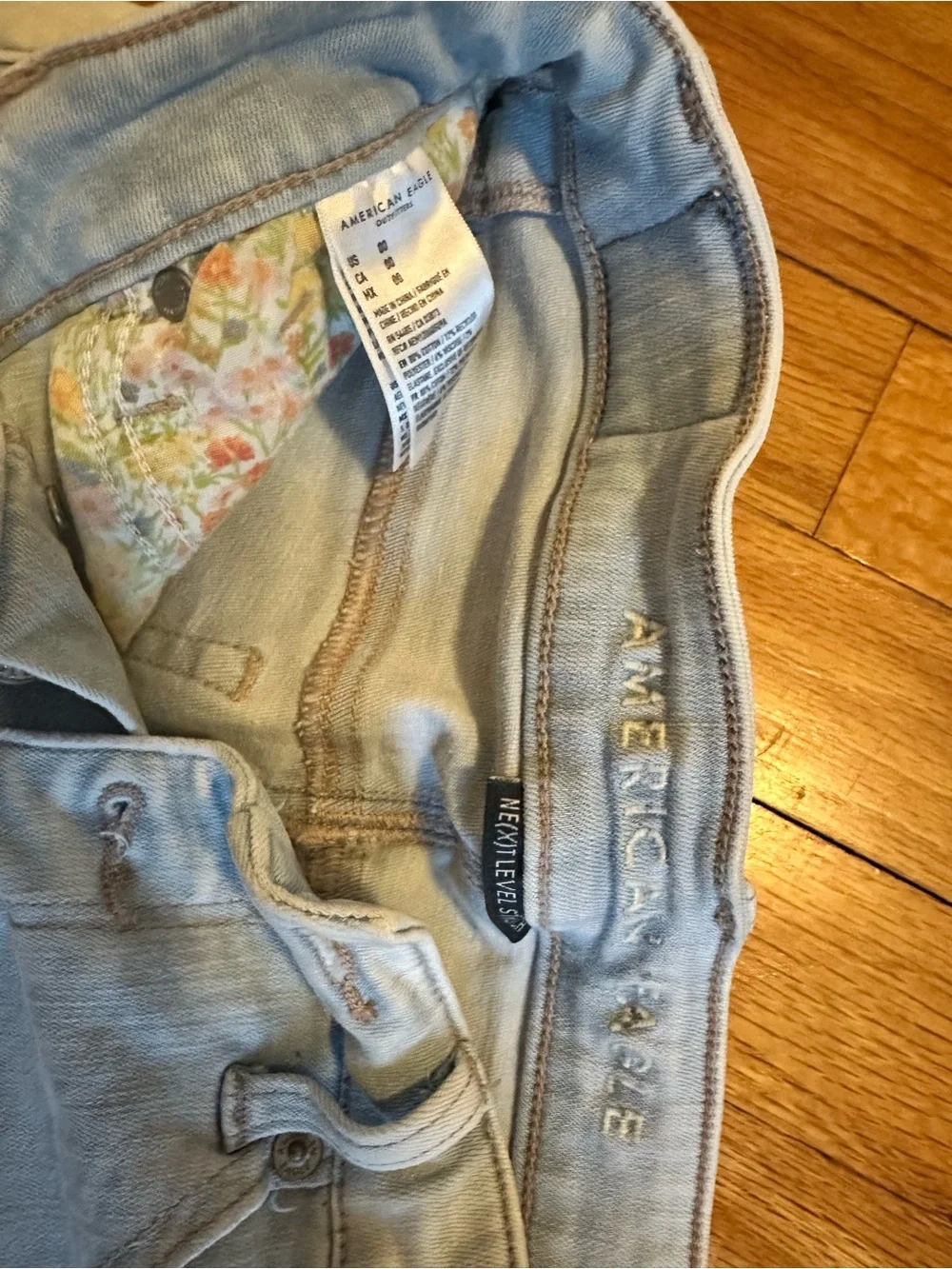American Eagle Outfitters Light Blue Distressed Jean Shorts